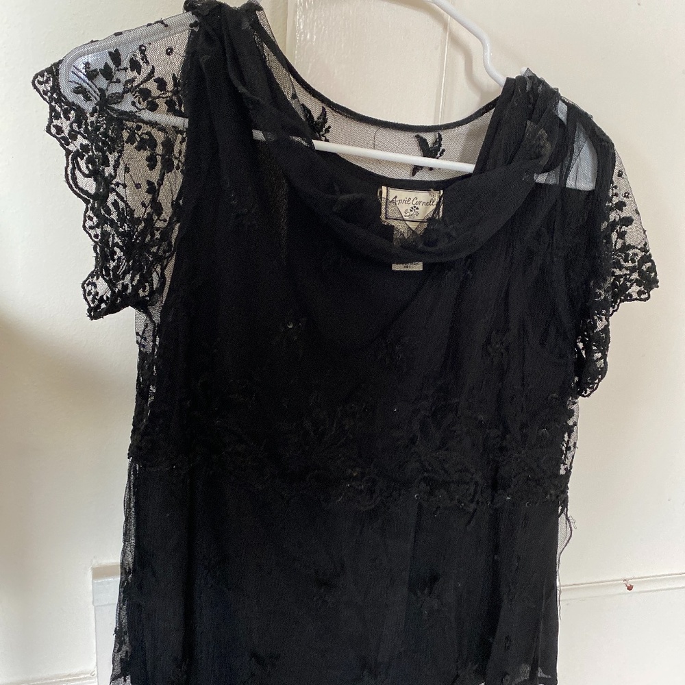 April Cornell lacy black top